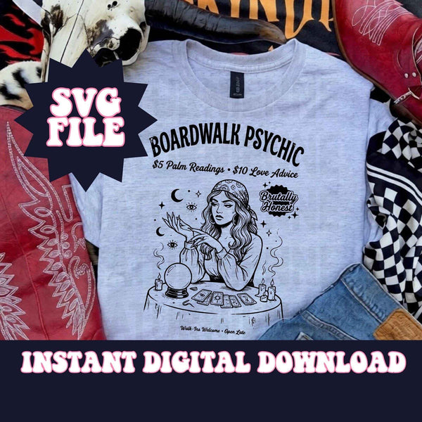 Boardwalk Psychic SVG | Retro Fortune Teller Clip Art | Y2K Kitsch Digital Download