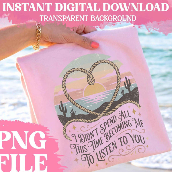 Retro Desert Cowgirl PNG – Western Coquette Sunset Design (Digital Download)